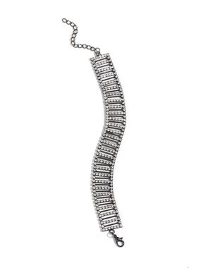 Crystal Black-Tone Statement Bracelet - Silver
